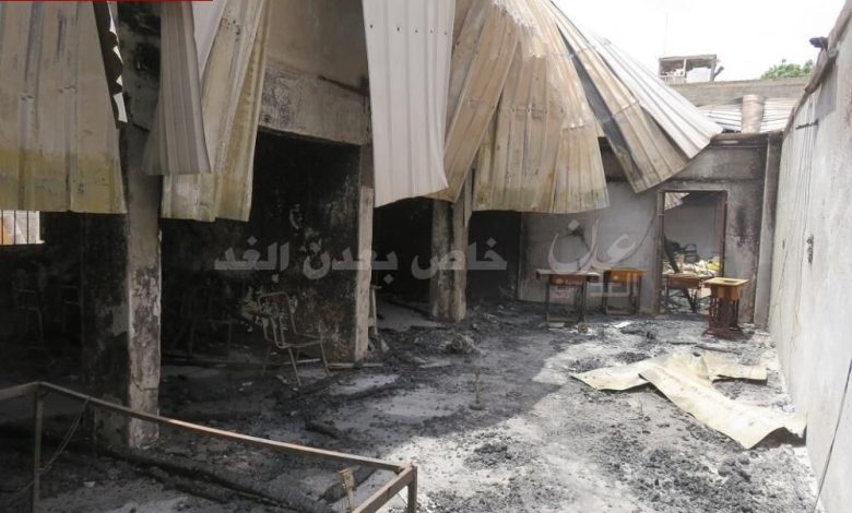 اضرار كبيرة تعرضت لها جمعية الاصلاح الخيرية جراء احتراق مبناها بمدينة الحوطة بلحج (مصور)