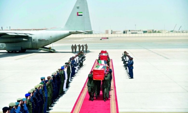الإمارات تشيع جثامين جنودها الذي استشهدوا بتحطم طائرة بشبوة