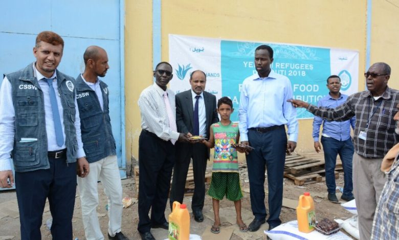 بحضور سفير اليمن في جيبوتي CSSW Djibouti توزع 200 سلة غذائية للاجئين اليمنيين