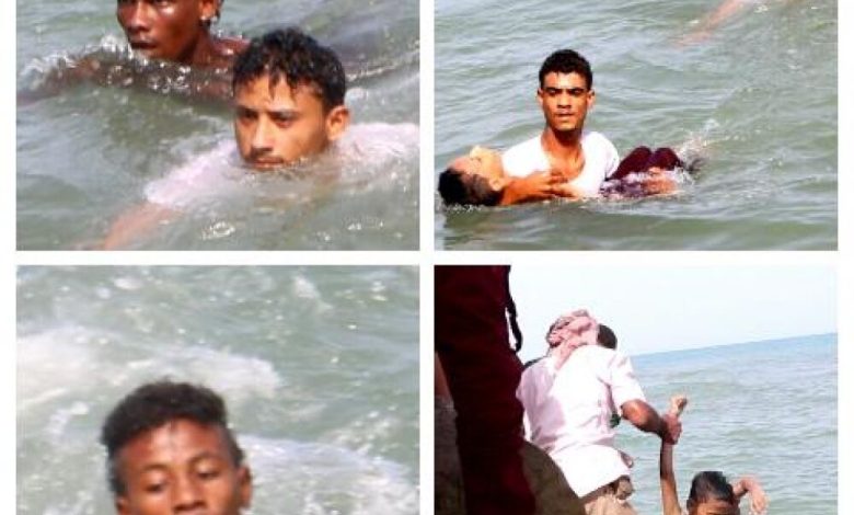 شبان ينقذون طفلا من الغرق بزنجبار أبين