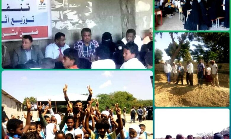 مؤسسة شباب أبين تنفذ مشروع  توزيع أثاث مدرسي لمدرسة أبناء الفلاحين بخنفر