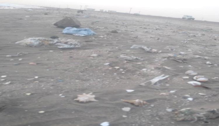 شكاوى من تكدس النفايات في ساحل صلاح الدين بعدن
