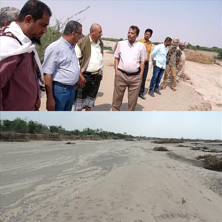 محافظ ابين ووكيل وزارة الزراعة والري يتفقدان عقمة السادة والعش وجسر الماس و يناقشان إعادة تأهيلها .