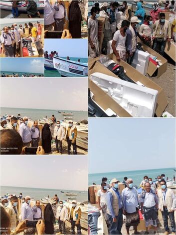 رئيس هيئة مصائد خليج عدن يدشن توزيع معدات صيد لـ 40 مستفيد بمديرية المضاربة وراس العارة