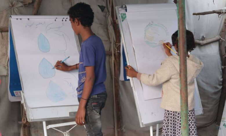 مركز الملك سلمان ينظم مسابقات رسم لأطفال مخيمات الخوخة بمناسبة اليوم العالمي للمياه