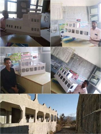 مدير ثانوية أبو بكر الصديق بيافع رصُد يكرم أحد الطلاب المبدعين لتصميمه مجسم لمبنى الثانوية