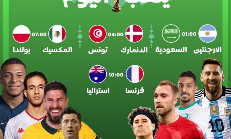 جدول مباريات اليوم الثلاثاء في كأس العالم